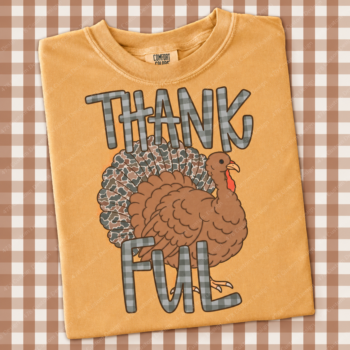 Camo Thankful Turkey apparel mockup – 478 Custom Design