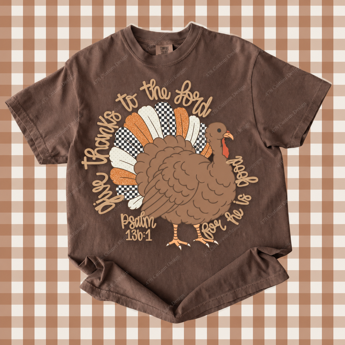Give Thanks to the Lord Turkey apparel mockup – 478 Custom Design