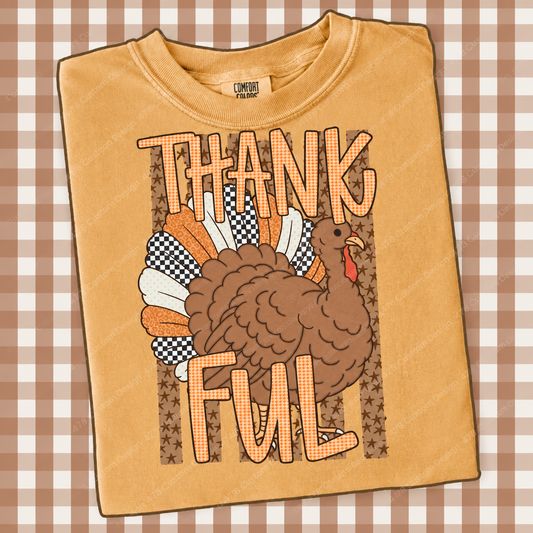 Patchwork Thankful Turkey apparel mockup – 478 Custom Design
