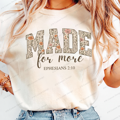 Made for More Floral Ephesians 2:10 Top apparel mockup — 478 Custom Design