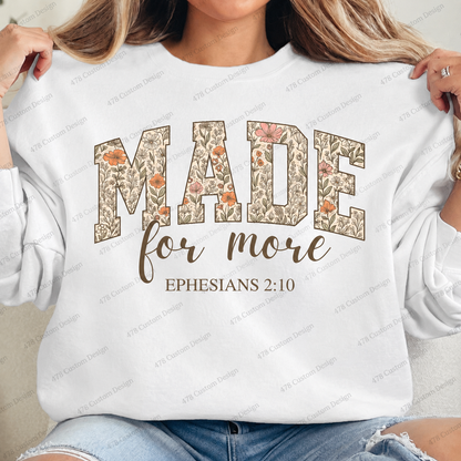 Made for More Floral Ephesians 2:10 Top apparel mockup — 478 Custom Design