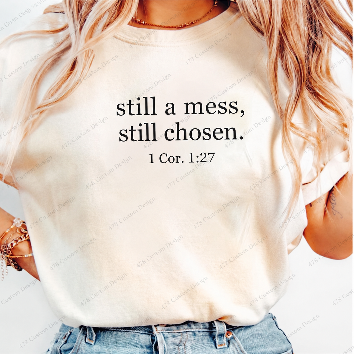 Still a Mess Still Chosen Top apparel mockup — 478 Custom Design