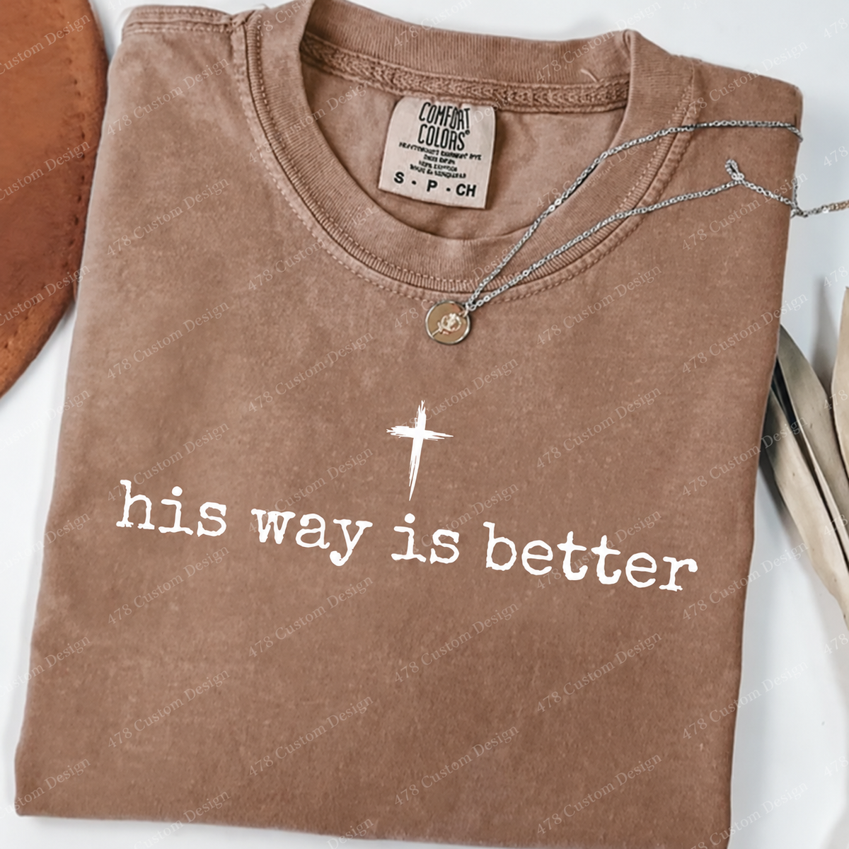 His Way Is Better Minimal Cross Top apparel mockup — 478 Custom Design