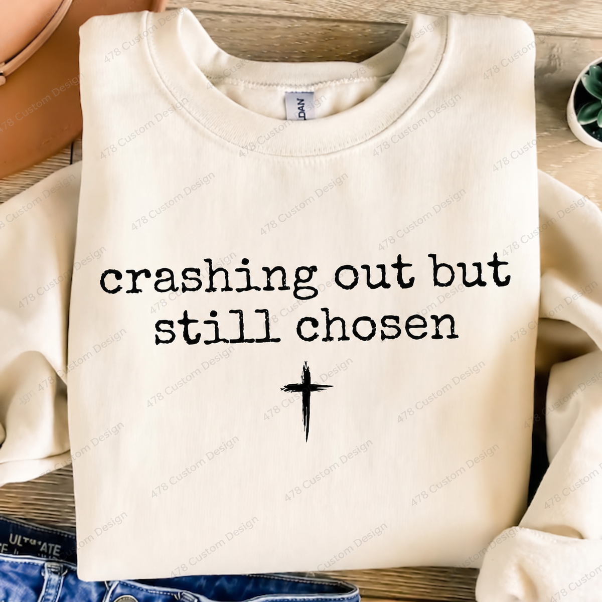 Crashing Out But Still Chosen Top apparel mockup — 478 Custom Design