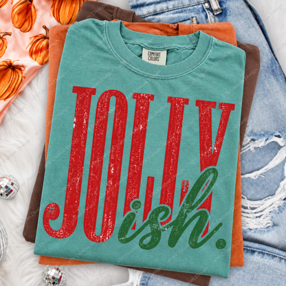 Jolly-ish Distressed Christmas Top apparel mockup — 478 Custom Design
