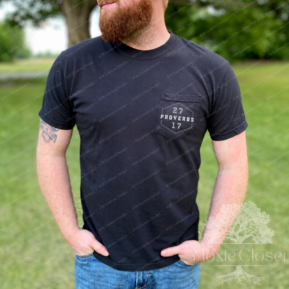 Iron Sharpens Iron Proverbs 27:17 Front and Back Top apparel mockup — 478 Custom Design