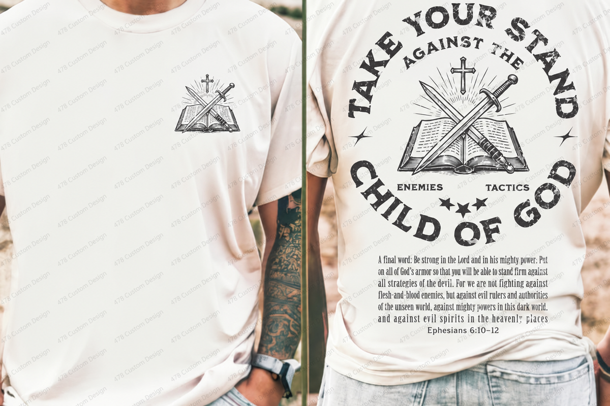 Take Your Stand Child of God Front and Back Top apparel mockup — 478 Custom Design