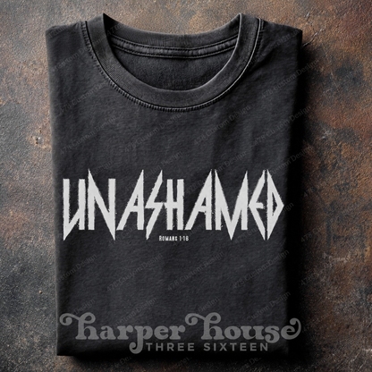Unashamed Romans 1:16 Grunge Top apparel mockup — 478 Custom Design