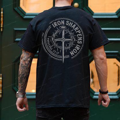 Iron Sharpens Iron Circular Cross Top apparel mockup — 478 Custom Design