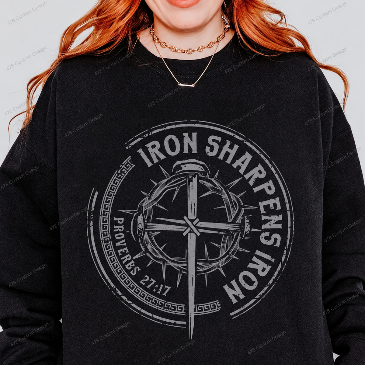 Iron Sharpens Iron Circular Cross Top apparel mockup — 478 Custom Design