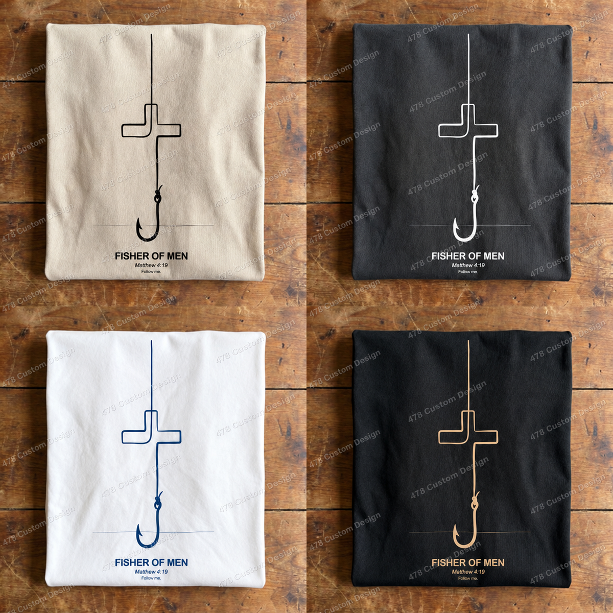 Fisher of Men Minimal Hook Cross Top apparel mockup — 478 Custom Design
