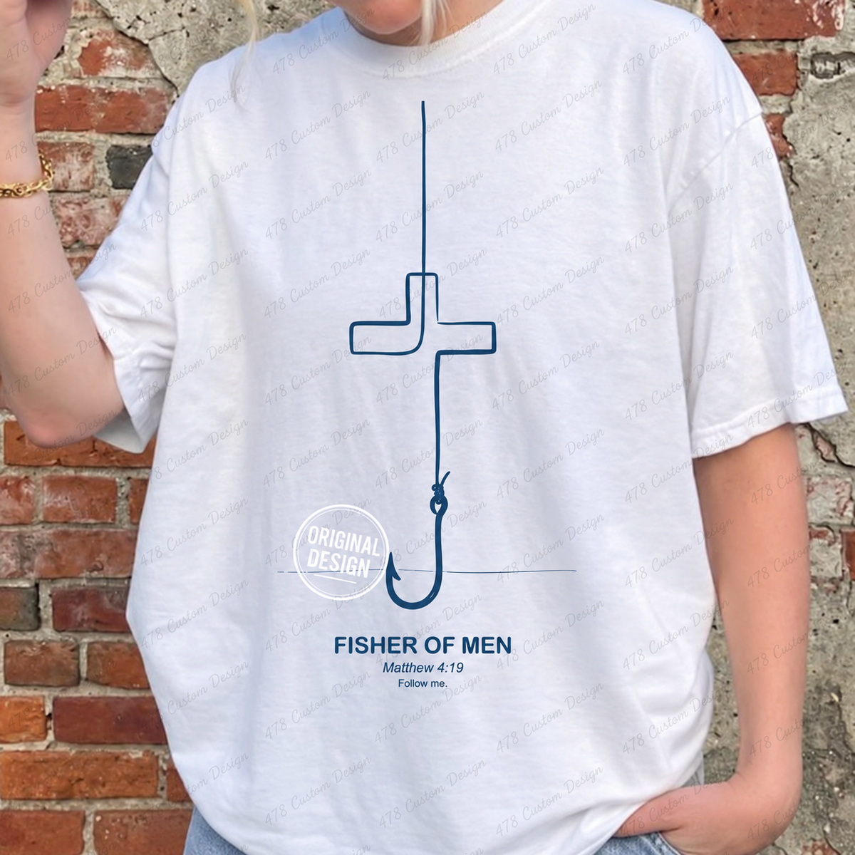Fisher of Men Minimal Hook Cross Top apparel mockup — 478 Custom Design