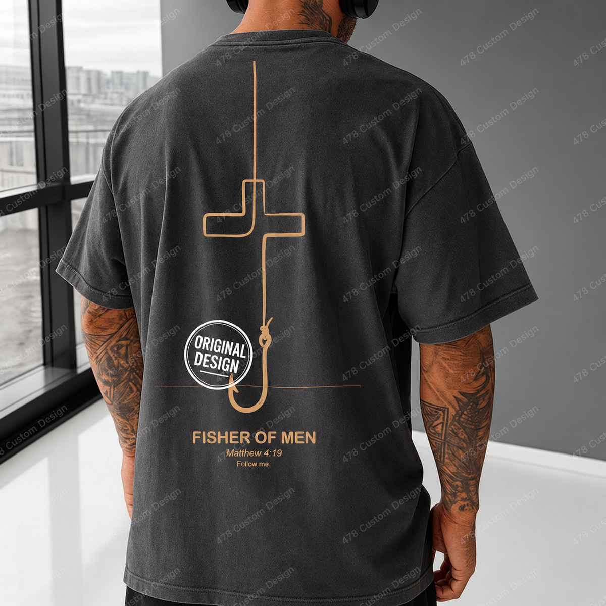 Fisher of Men Minimal Hook Cross Top apparel mockup — 478 Custom Design