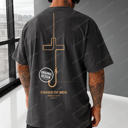 Fisher of Men Minimal Hook Cross Top apparel mockup — 478 Custom Design