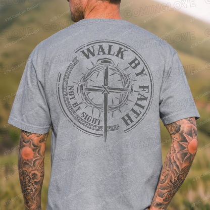 Walk by Faith Not by Sight Circular Cross Top apparel mockup — 478 Custom Design