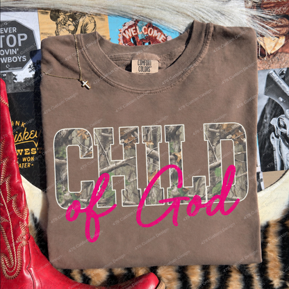 Child of God Pink Camo Top apparel mockup — 478 Custom Design