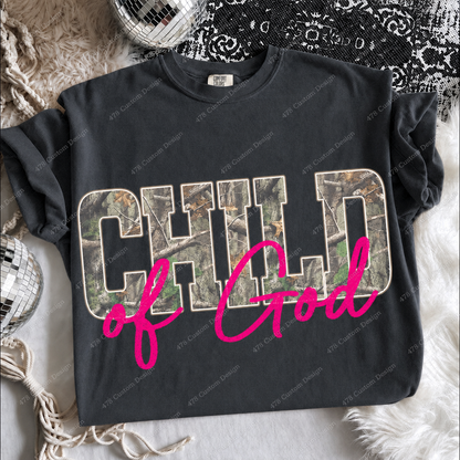 Child of God Pink Camo Top apparel mockup — 478 Custom Design