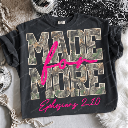 Made for More Pink Camo Ephesians 2:10 Top apparel mockup — 478 Custom Design