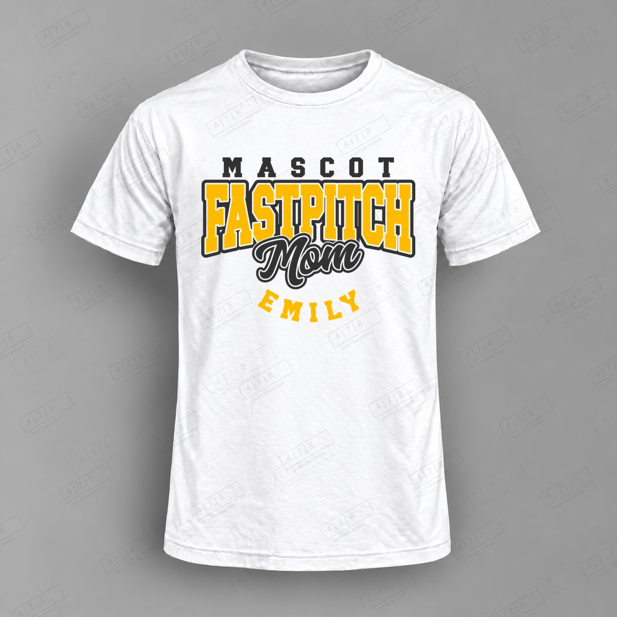 Custom Softball Design 1-003 Top on white shirt, 478 Custom Design watermarked mockup