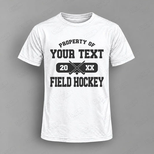 Custom Field Hockey Design 1-0010 Top on white shirt, 478 Custom Design watermarked mockup