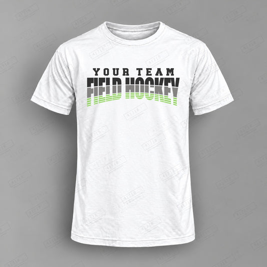 Custom Field Hockey Design 1-002 Top on white shirt, 478 Custom Design watermarked mockup