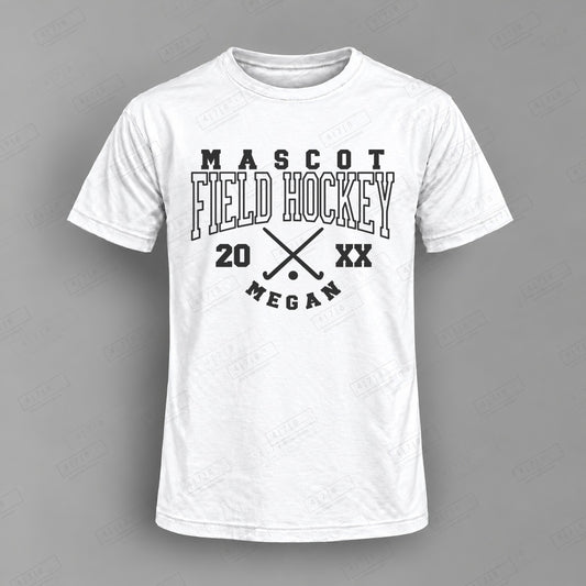 Custom Field Hockey Design 1-007 Top on white shirt, 478 Custom Design watermarked mockup