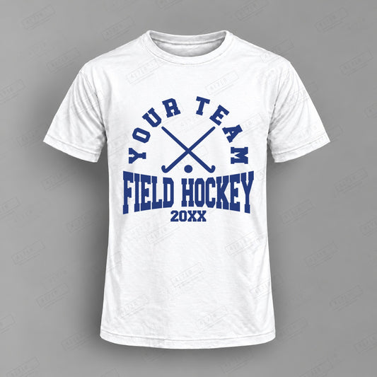 Custom Field Hockey Design 1-009 Top on white shirt, 478 Custom Design watermarked mockup