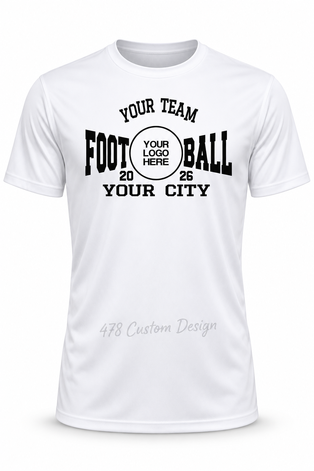 Custom football 02 Split Football on full-length short-sleeve performance shirt