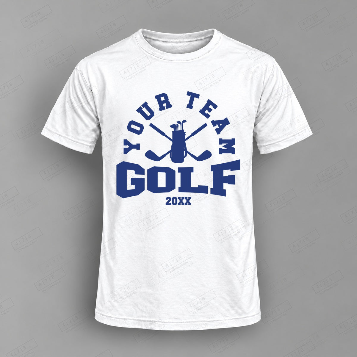 Custom Golf Design 1-0017 Top on white shirt, 478 Custom Design watermarked mockup