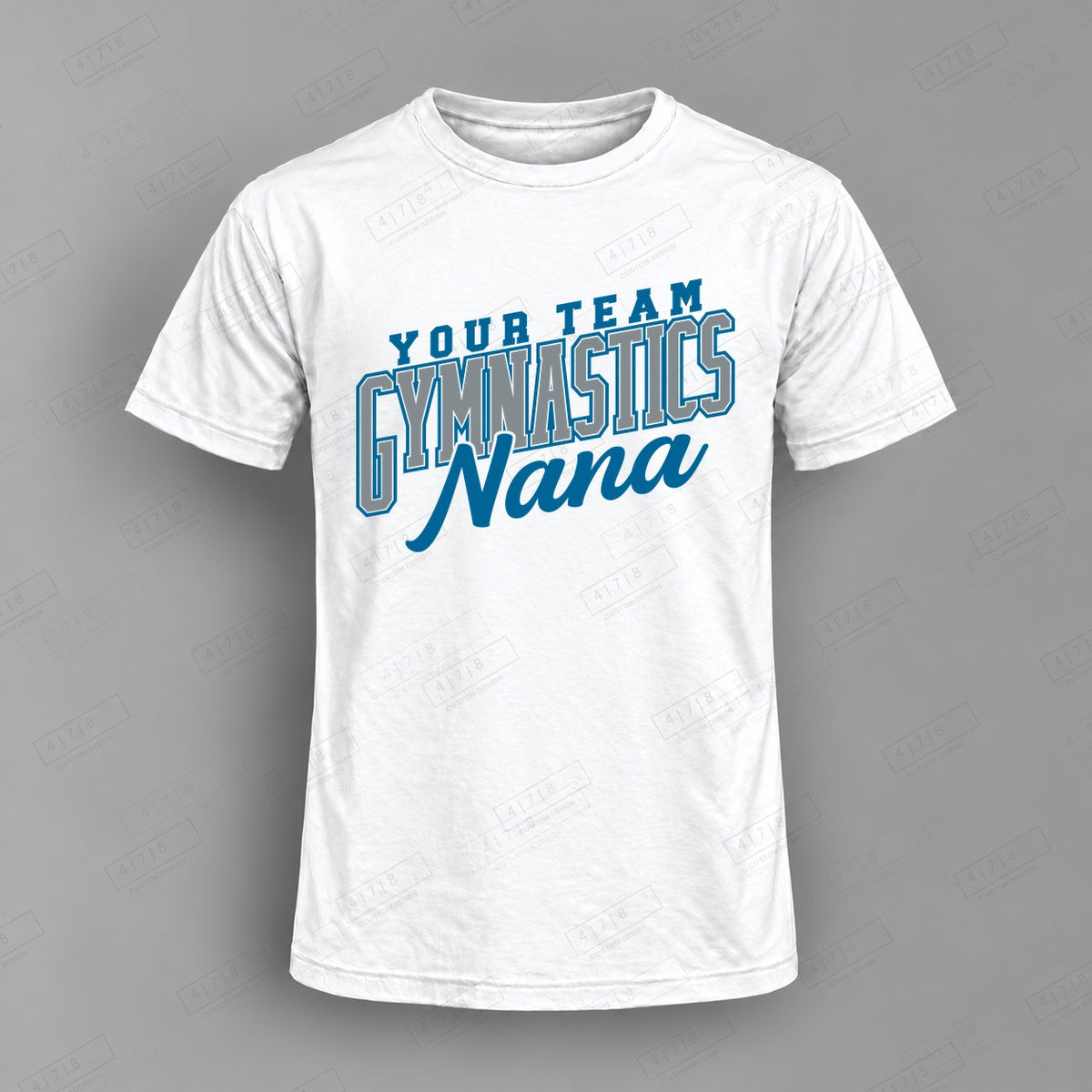 Custom Gymnastics Nana Design 1-003 Top on white shirt, 478 Custom Design watermarked mockup