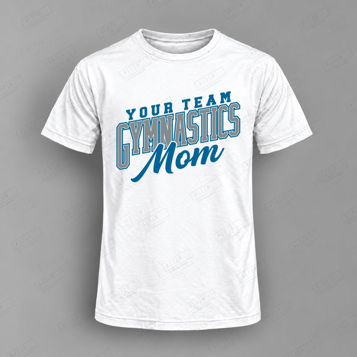 Custom Gymnastics Mom Design 1-004 Top on white shirt, 478 Custom Design watermarked mockup