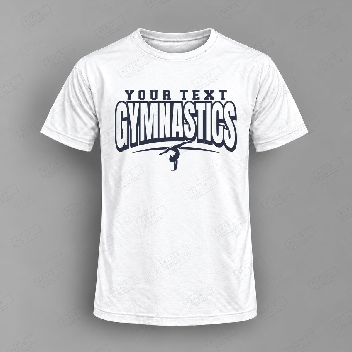 Custom Gymnastics Design 2-0034 Top on white shirt, 478 Custom Design watermarked mockup