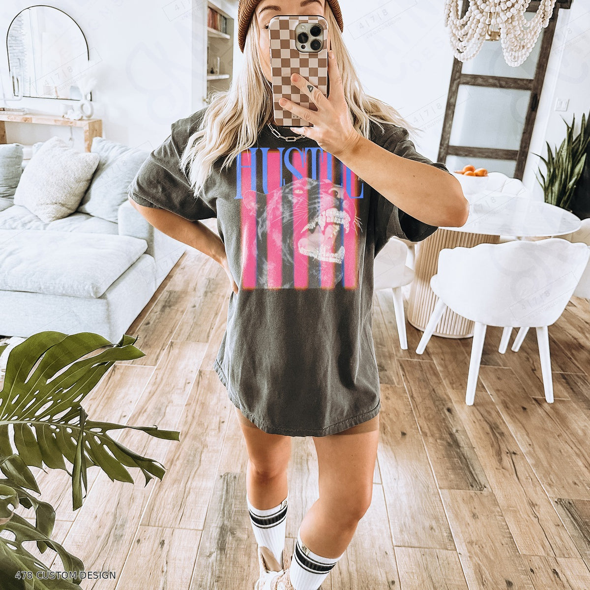 Custom Hustle Athlete Photo Shirts — Design Color Choices example 2 Hustle Blue 478 Custom Design watermarked garment mockup