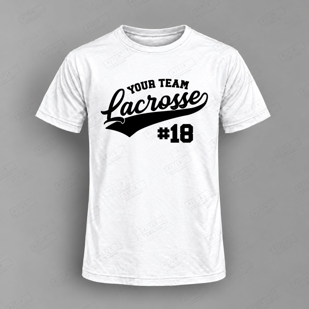 Custom Lacrosse Design 1-0010 Top on white shirt, 478 Custom Design watermarked mockup