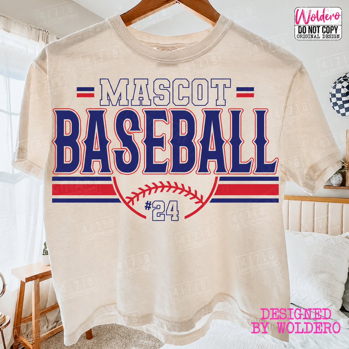 Custom Mascot Baseball Number Top apparel mockup