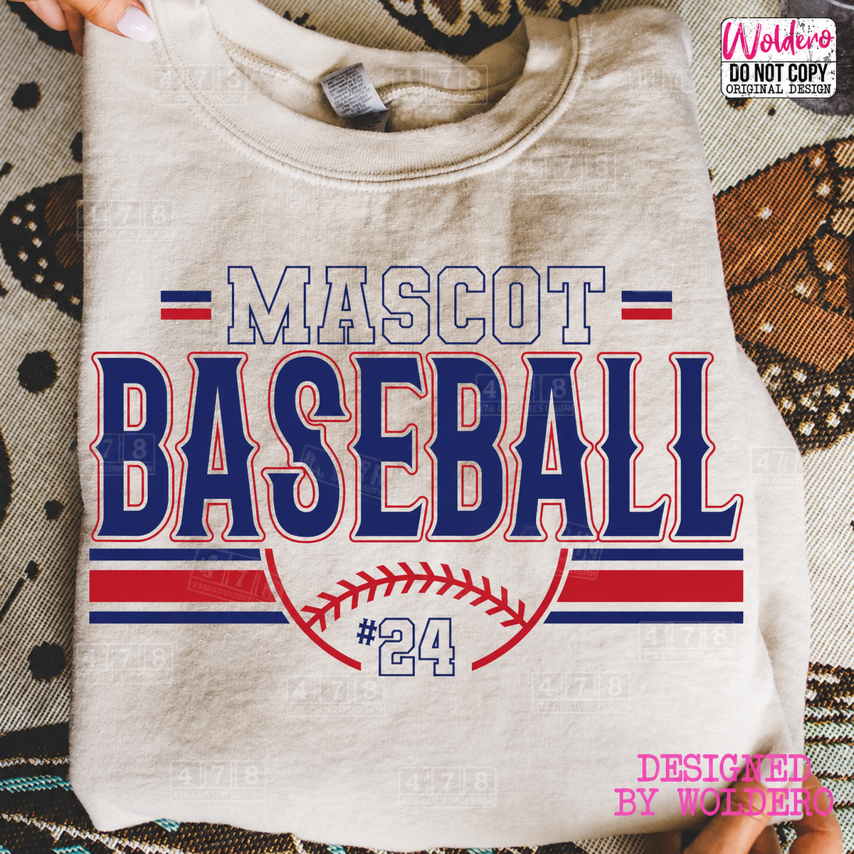 Custom Mascot Baseball Number Top apparel mockup