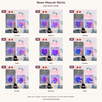 Custom Neon Mascot Shirts — Examples & Many More numbered garment examples and 478 Custom Design watermark