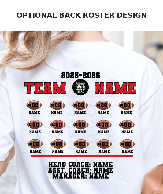 Optional back roster design — football (+$8)