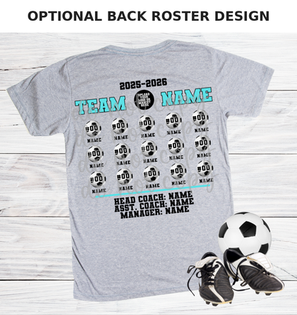 Optional back roster design — soccer (+$8)