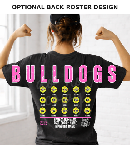 Optional back roster design — softball (+$8)
