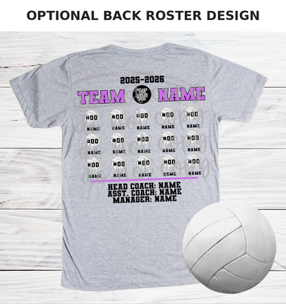 Optional back roster design — volleyball (+$8)