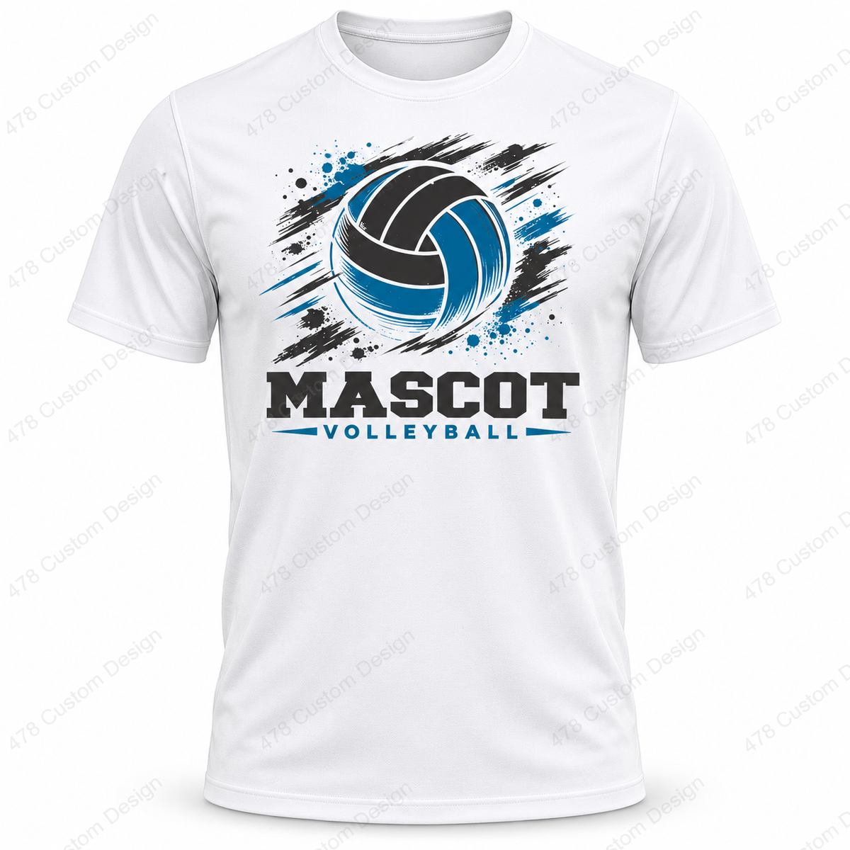 Custom Paint Splash Volleyball design 0011 on full-length white dri-fit shirt
