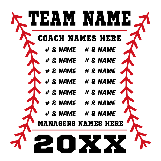 R02 — Baseball Stitch Border roster layout example