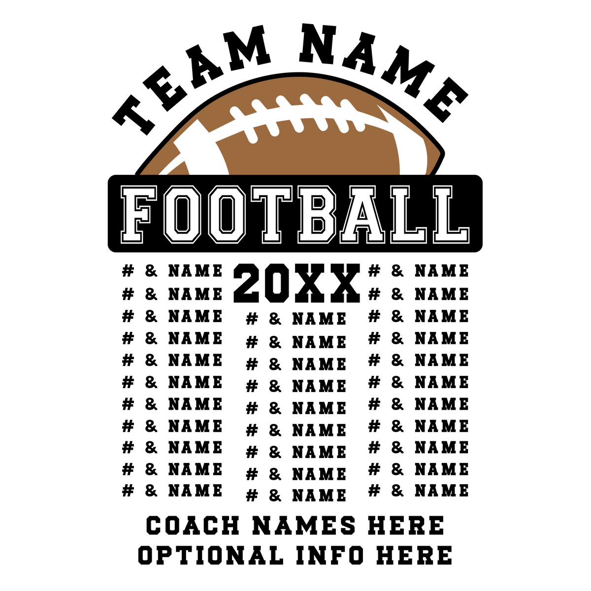 R05 — Football Columns roster layout example