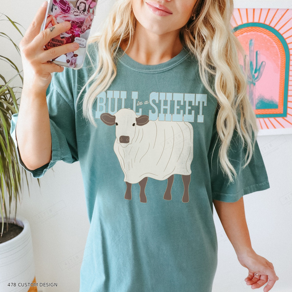 BULL in a SHEET Top garment mockup with 478 Custom Design watermark