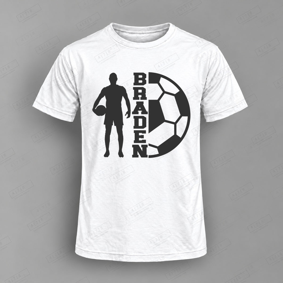Custom Soccer Design 2-005 Top on white shirt, 478 Custom Design watermarked mockup