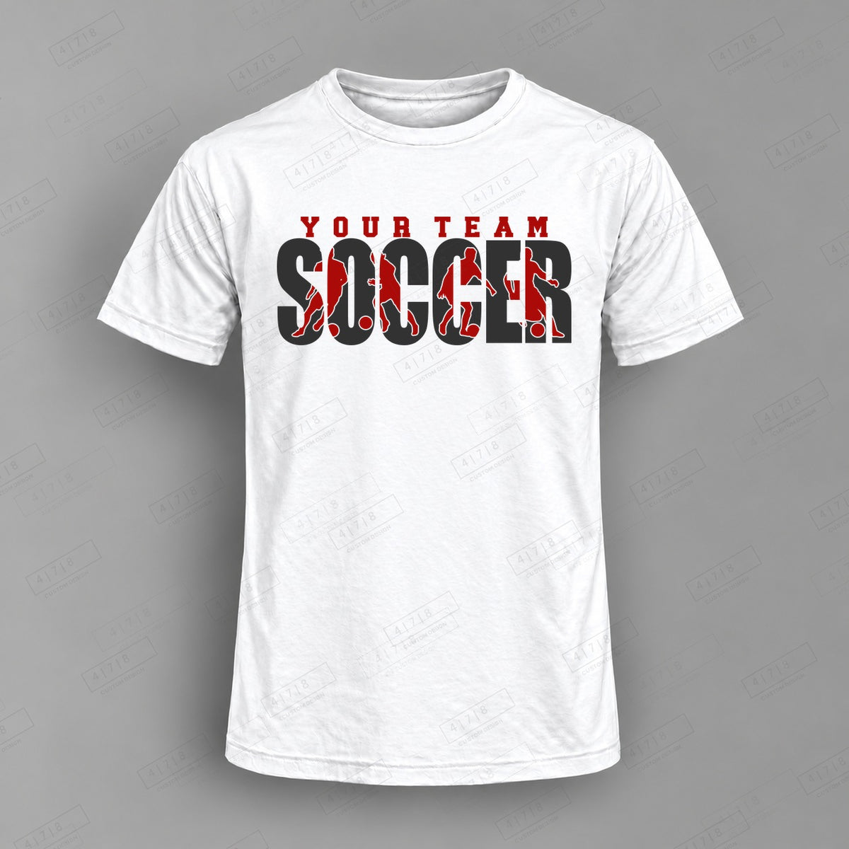 Custom Soccer Design 2-006 Top on white shirt, 478 Custom Design watermarked mockup