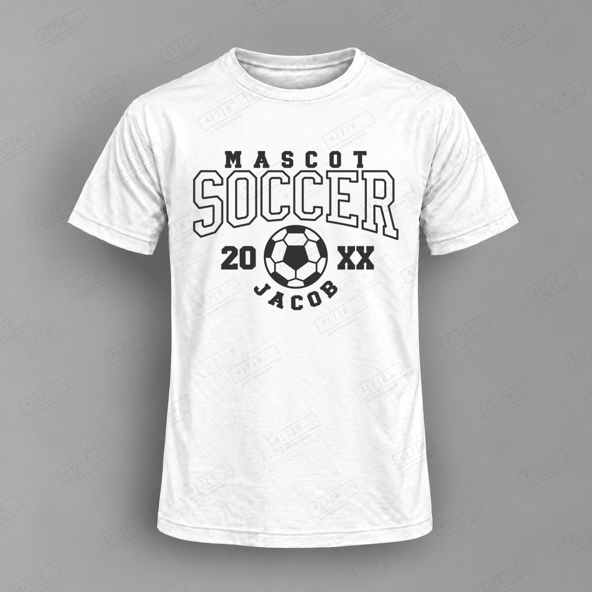 Custom Soccer Design 3-0031 Top on white shirt, 478 Custom Design watermarked mockup