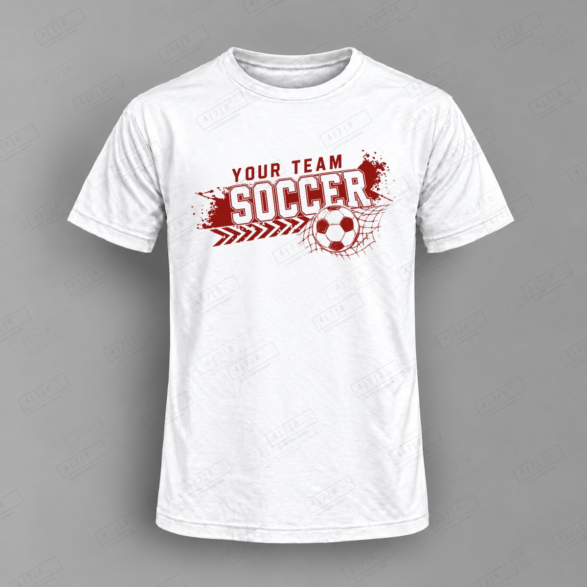 Custom Soccer Design 6-007 Top on white shirt, 478 Custom Design watermarked mockup