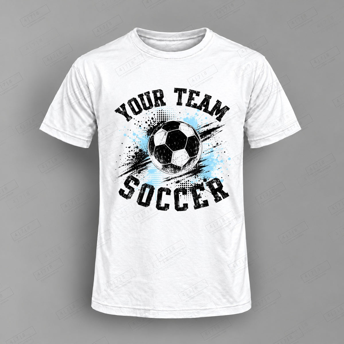 Custom Soccer Design 7-005 Top on white shirt, 478 Custom Design watermarked mockup